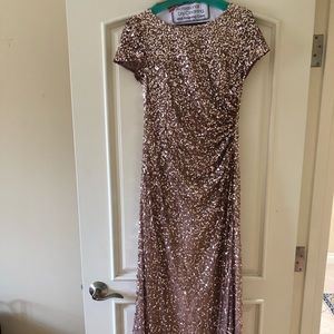 Adrianna Papell Beaded Cowl-Back Gown